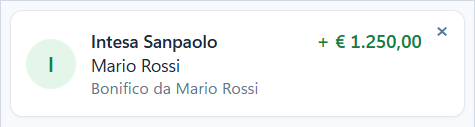 Notifica di un nuovo movimento bancario di @count