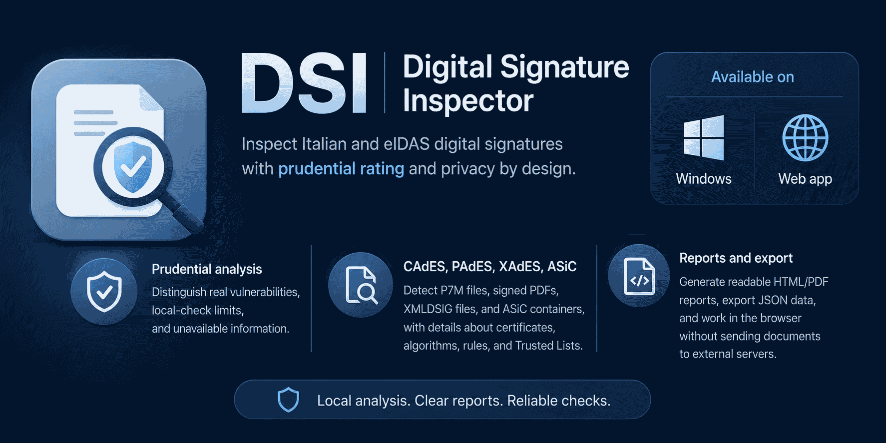 Screenshot of Digital Signature Inspector - CAdES, PAdES, XAdES, ASiC signature analyzer