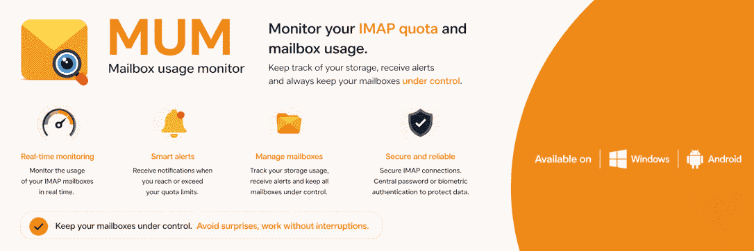 Screenshot of MuM - Mail Usage Quota Monitor