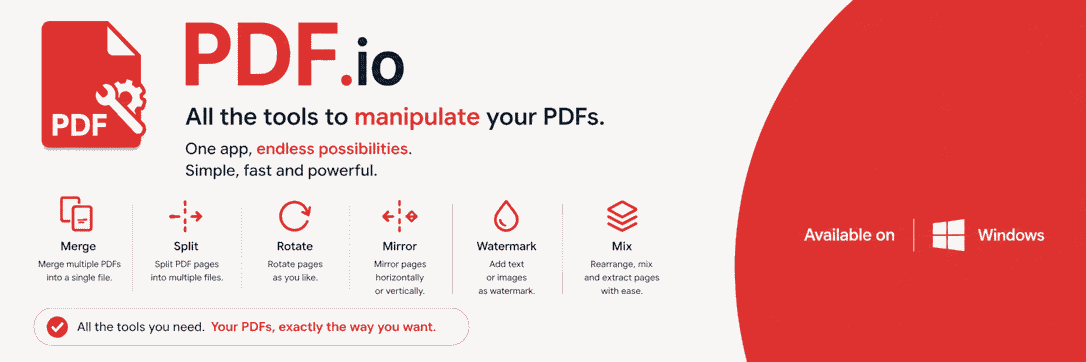 Screenshot of PDF.io - Windows PDF manipulation toolkit