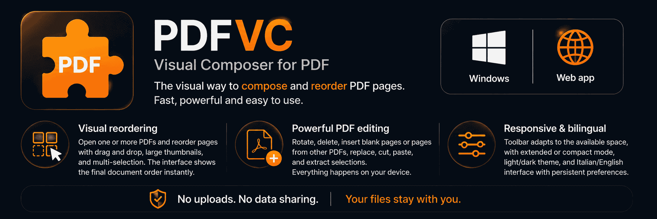 Screenshot of PDF Visual Composer (PDF-VC) v2.0 - Complete offline PDF Workspace for Windows