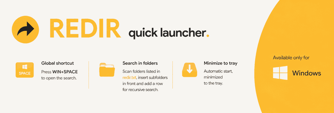 Screenshot of REDIR - Quick file and folder launcher